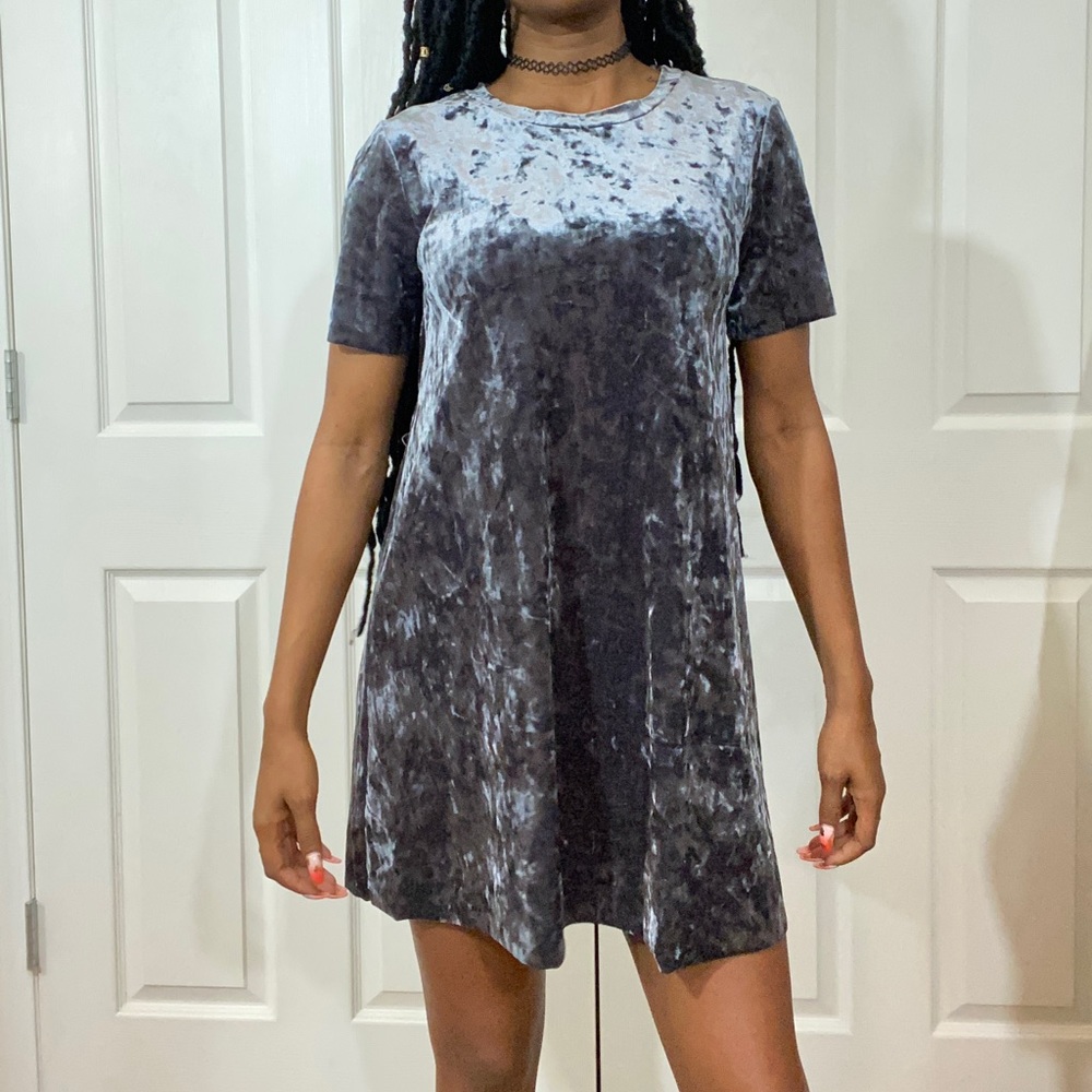Dark Purple/Silver Suede Dress